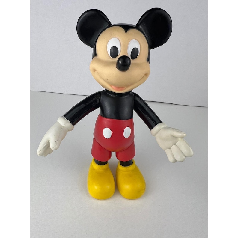 Figura de juguete de vinilo vintage de Mickey Mouse de Disney con brazos y piernas móviles de 6,5 pulgadas imagen 7