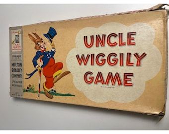Vintage Uncle Wiggily-spel Milton Bradley 1954 brädspel komplett retrospel