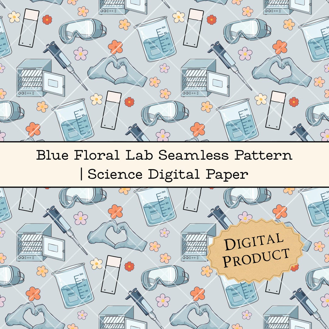 Blue Floral Lab Seamless Pattern | Science Digital Paper | Medical ...