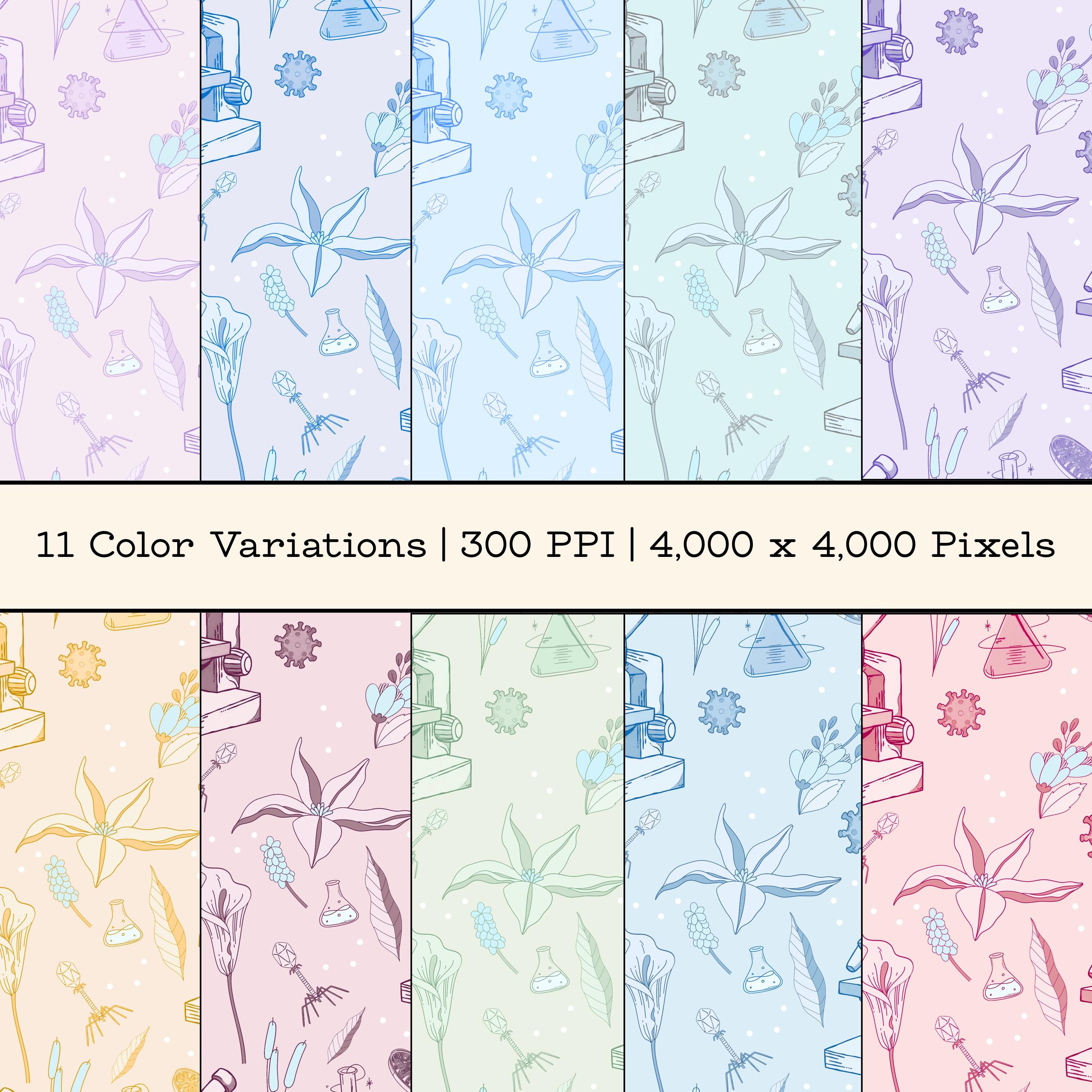 Pastel Lab Seamless Pattern Bundle | Cute Science Aesthetic | 11 Color ...
