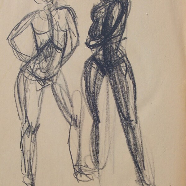 Mature Nude Figure Drawings of Women in group of 4