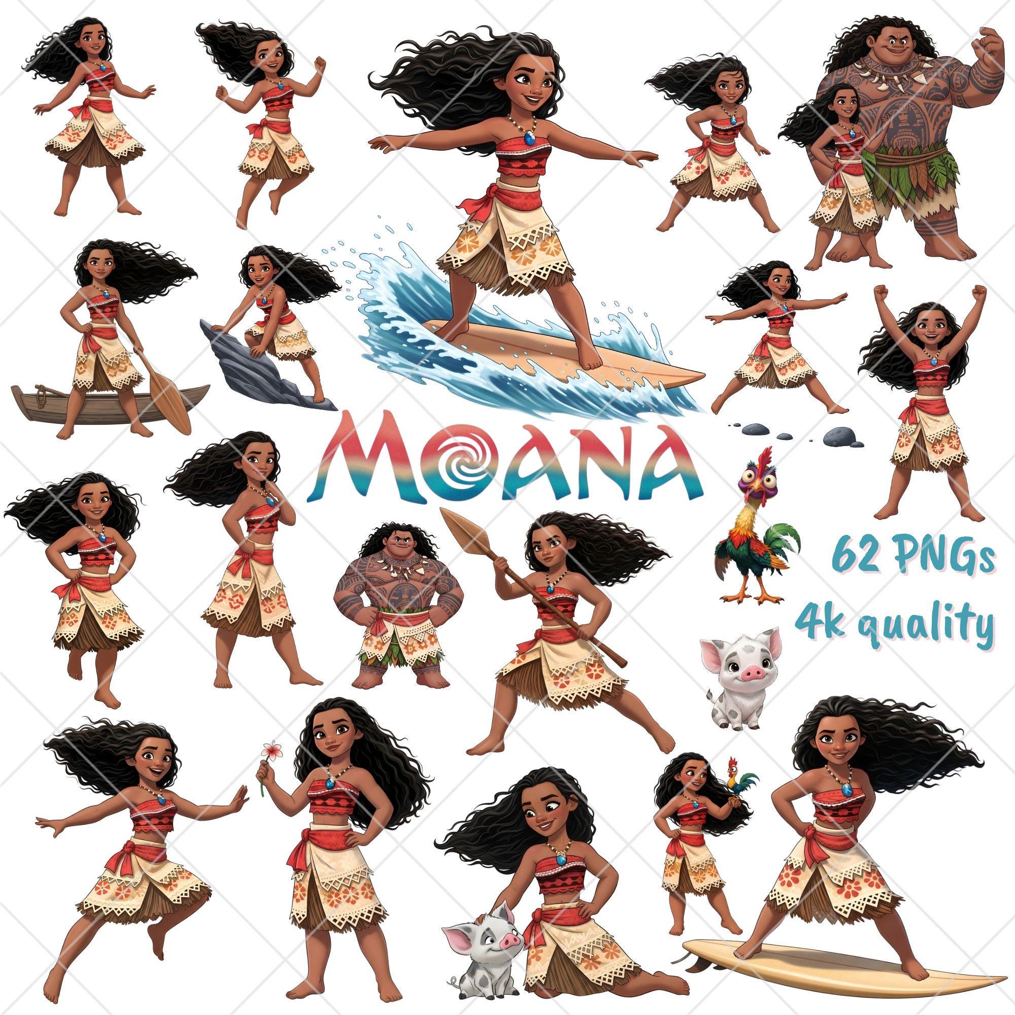 Moana Clipart Bundle | 300 DPI PNG Digital Designs (62 Files) - Etsy