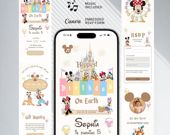 Disney Birthday Website Template | Editable Canva Disney Birthday Invitation | Magical Castle Birthday Website | Printable Disney Invite