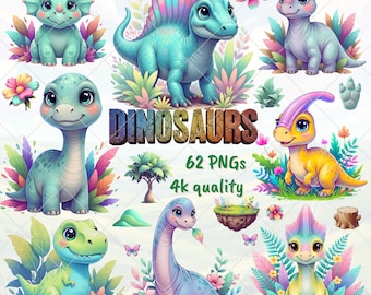 Dinosaurs PNG Digital File | Kids Dino Clipart for Crafts