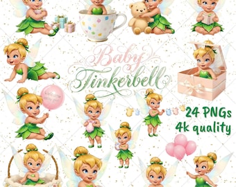Baby shower Tinker Fairy PNG Clipart | Birthday Party, Sublimation Design (Digital Download)