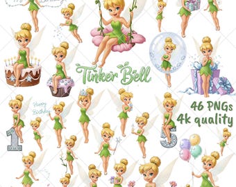 Tinkerbell Fee PNG Clipart | Geburtstagsfeier | Sublimationsdesign (Digitaler Download)