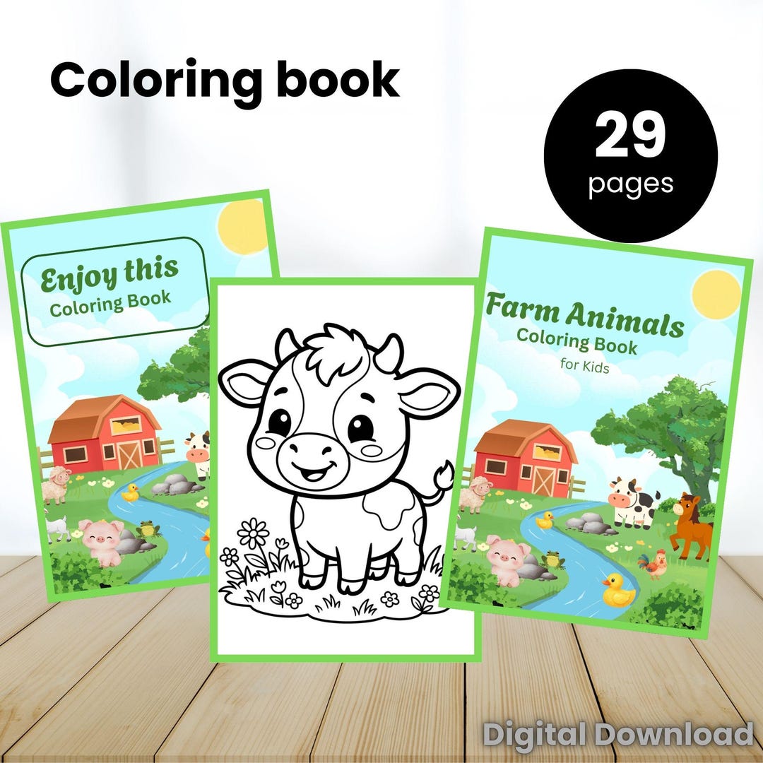 Farm Animals Coloring Book for Kids: 29 Printable Activity Pages ...