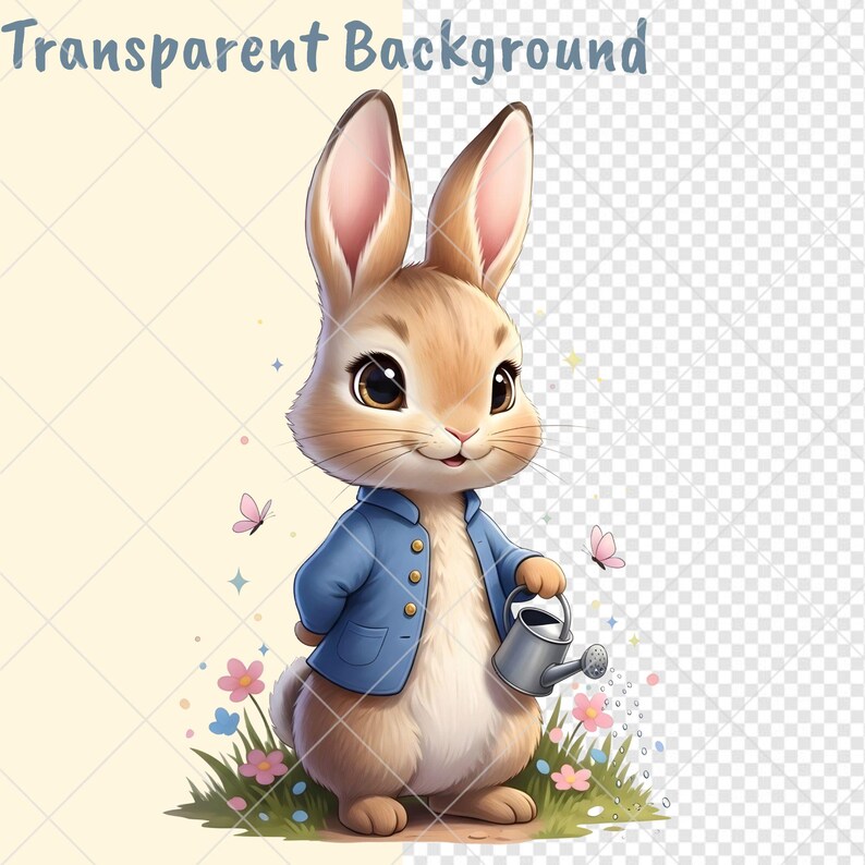 Peter Rabbit Drawings Spring Spring Funny Peter Rabbit Watercolor Clipart | Spring Bunny PNG ...