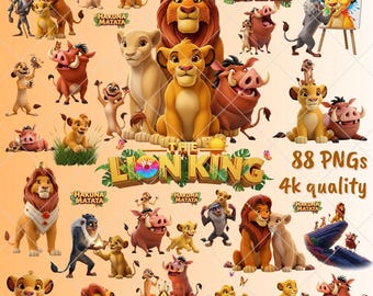 88 Der König der Löwen Clipart PNGs | Pumbaa Timon Hakuna Matata | 300 DPI Digitales Design | Simba PNG für Birthday Party Safari & Kinderzimmer-Kunst.