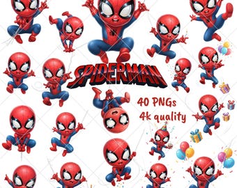 Clipart Spiderman PNG | Sublimation de super-héros, travaux manuels pour enfants (fichier numérique)