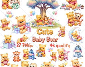 Honig Bär Baby Shower Clipart | Waldtier PNG (Digitaler Download)