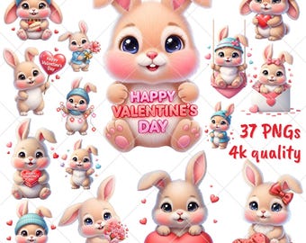 Valentine Bunny PNG Digital File | Love Bunny Clipart for Crafts