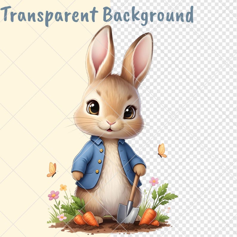 Spring Funny Peter Rabbit Watercolor Clipart | Spring Bunny PNG ...