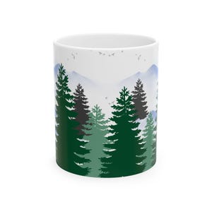 Mug sapin de Noël, tasse à café festive en céramique à feuilles persistantes, tasse de vacances ferme rustique, tasse à thé d'hiver confortable, cadeau de Noël inspiré de la nature