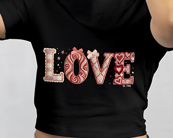 LOVE Patchwork Letters PNG –  Cottagecore Alphabet, Vintage Applique Quilt Style, Valentine’s Day Sublimation PNG