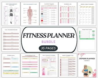 Planificador de fitness: Registro de pérdida de peso, comidas y ejercicios (Descarga digital)