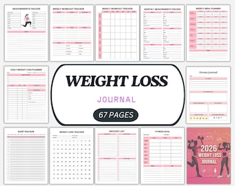 Digital Weight Loss Journal: Fitness, Meal & Workout Planner (PDF)