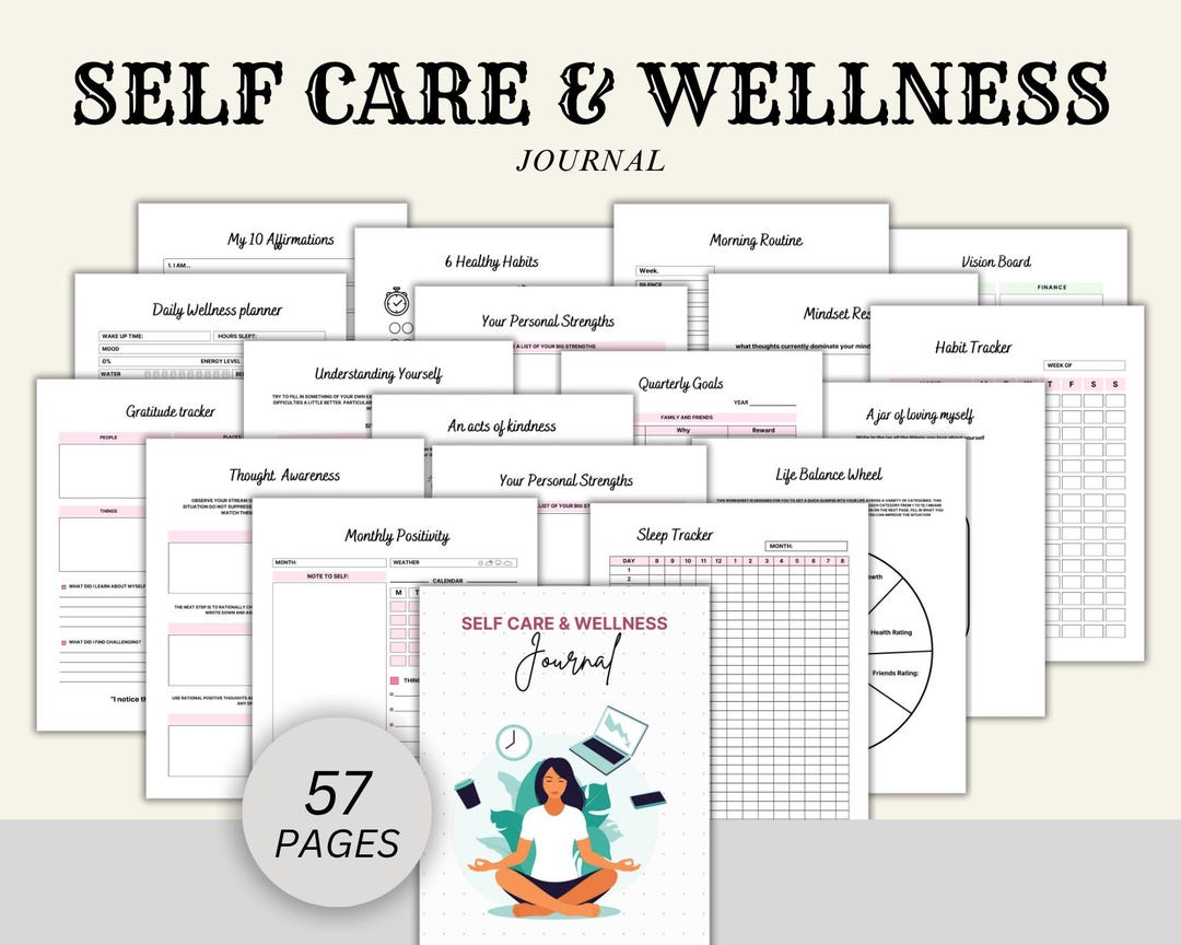 Self Care Wellness Journal: Printable Mental Health Planner (canva) - Etsy