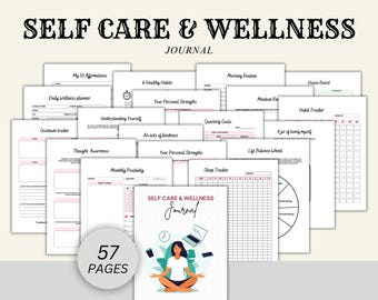 Diario de bienestar y autocuidado: Planificador de salud mental imprimible (Canva)