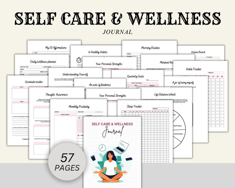 Self Care Wellness Journal: Printable Mental Health Planner (canva) - Etsy