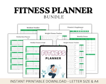 Fitness Planner Bundle: Calorie, Meal & Habit Tracker (Digital Download)