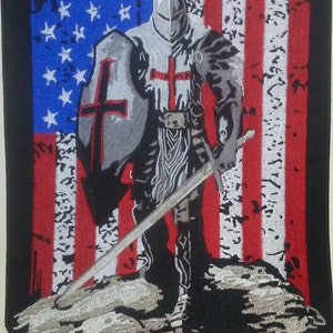 Templar Knight with US Flag Back Patch
