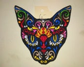 Tribal Mexican Sugar Skull Cat Patch