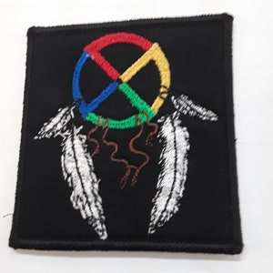 Medicine Wheel patch with feathers