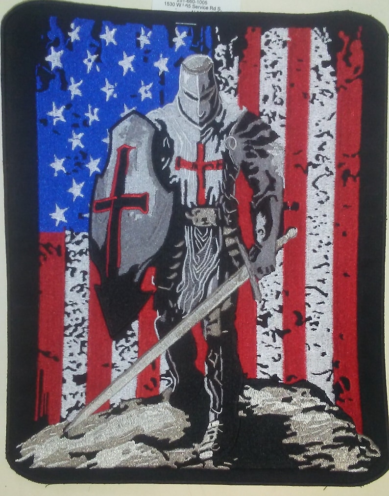 Caballero Templario con parche trasero de bandera de EE. UU. imagen 1