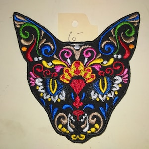 Tribal Mexican Sugar Skull Cat Patch