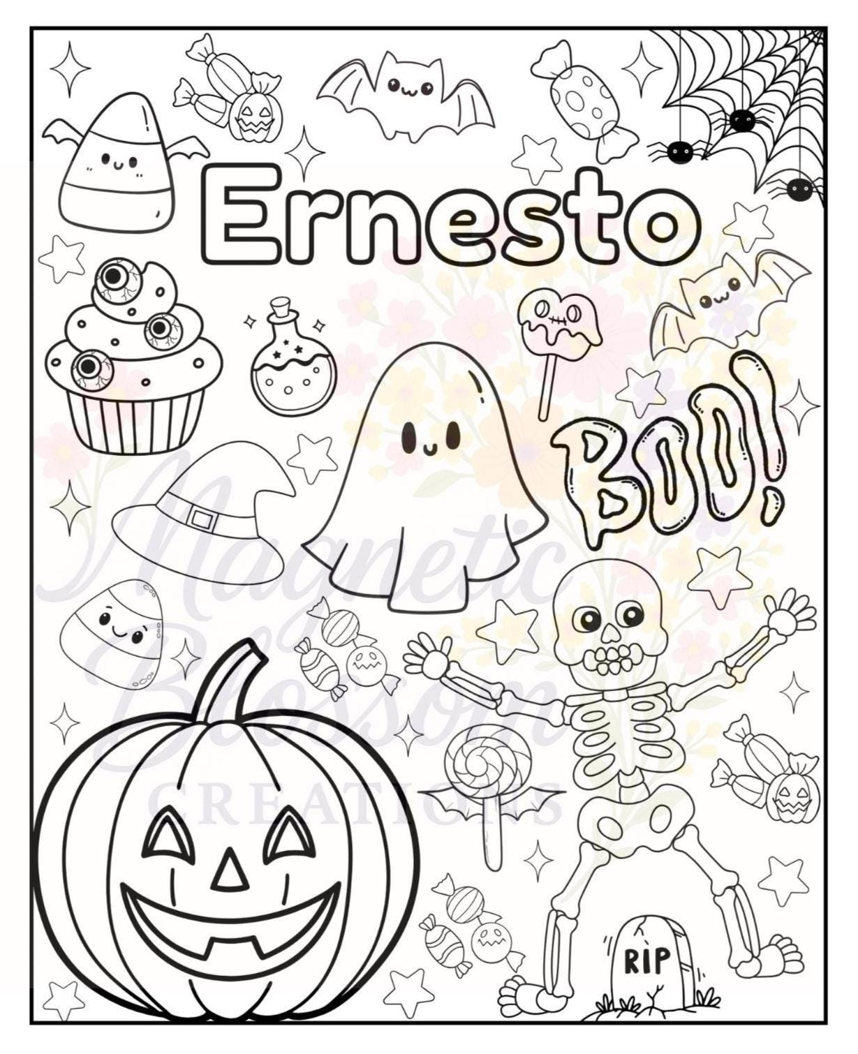 Personalized Halloween Coloring Page for Kids - Printable Name Activity ...