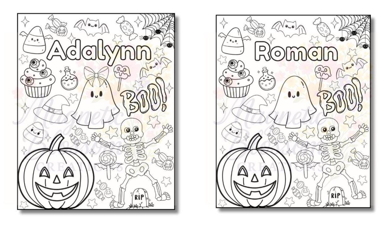 Personalized Halloween Coloring Page for Kids - Printable Name Activity ...