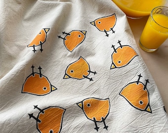 Flour Sack Tea Towel with Birds