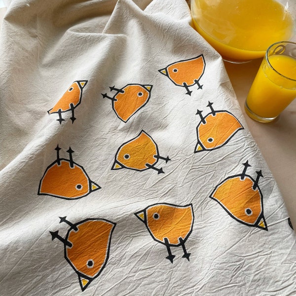 Flour Sack Tea Towel with Birds