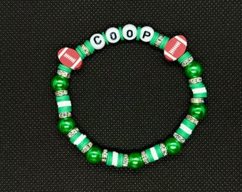 Philadelphia Eagles Bracelet: Kelly Green Beaded Football Jewelry