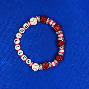 Phillies Red and White Bling Stretch Bracelet | MLB Baseball | Team Pride | Philadelphia Phillies