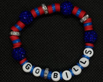Go Bills Friendship Bracelet | Red and Royal Blue Heishi & Disco Bead Bracelet | Buffalo Football Game Day Jewelry | Gameday Stack Bracelet