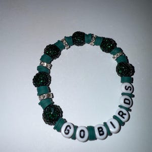 GO BIRDS Green/Bling Silver Philadelphia Eagles Bracelet