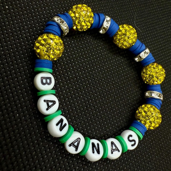 Pulsera Savannah Bananas, joyería para el día del partido de béisbol de Nanners, cuentas de disco azules y amarillas, regalo de espíritu de equipo