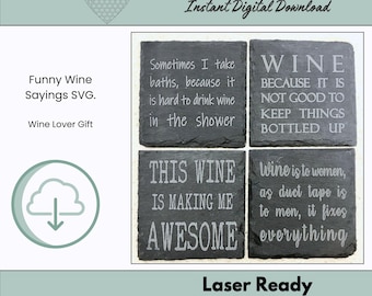 4 Funny Wine Sayings SVG Bundle – Instant Download. NO Physical Product. Wine Lover gifts.