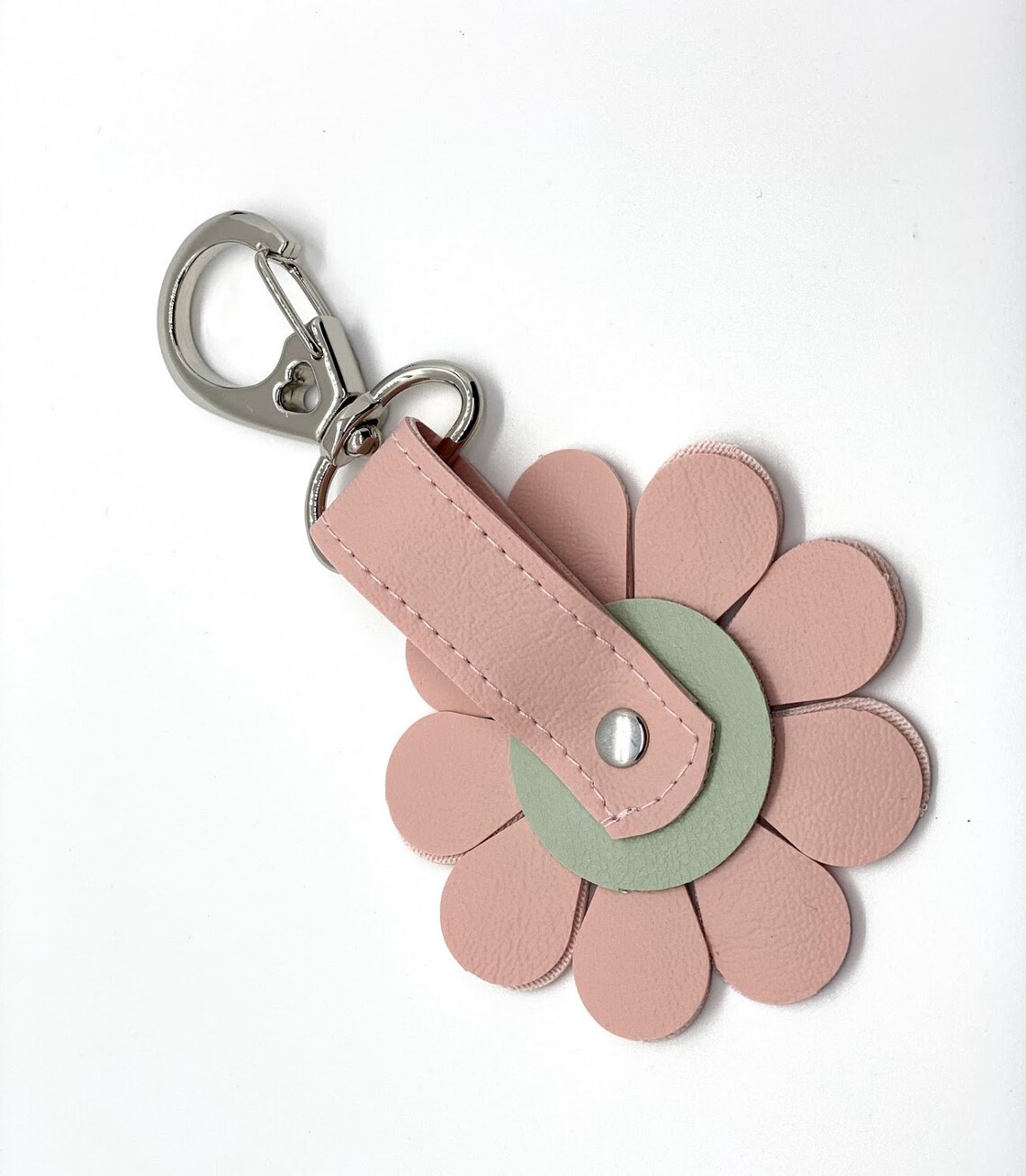 Flower keychain wristlet charm faux leather. purse charm Etsy