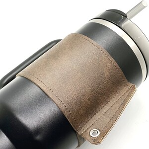 tumbler sleeves. Stanley accessory with keychain. faux leather insulated cup wrap. 30oz or 40oz size. image 6