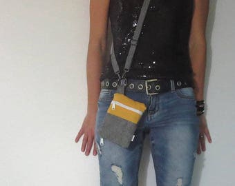 Small crossbody bag in color block style. Design your own small handbag. Phone pouch, accessory purse.