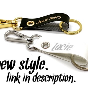 keychain clip and key ring. purse accessory zipper pull. faux leather silver finish image 10