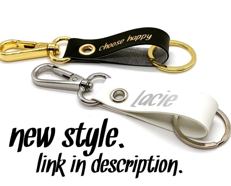 keychain clip and key ring. purse accessory zipper pull. faux leather silver finish image 10