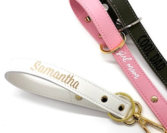 key leash personalized name keychain wristlet. faux leather key keeper for purse or wrist strap.