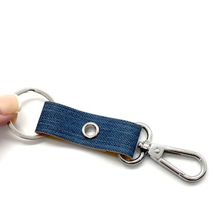 keychain clip and key ring. purse accessory zipper pull. faux leather silver finish image 4