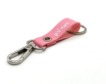 keychain personalized faux leather key clip. name keychain.