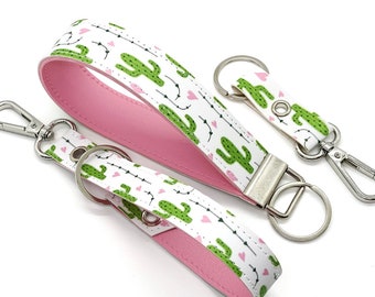 cactus keychain set. key wristlet key leash and keychain. purse accessories.