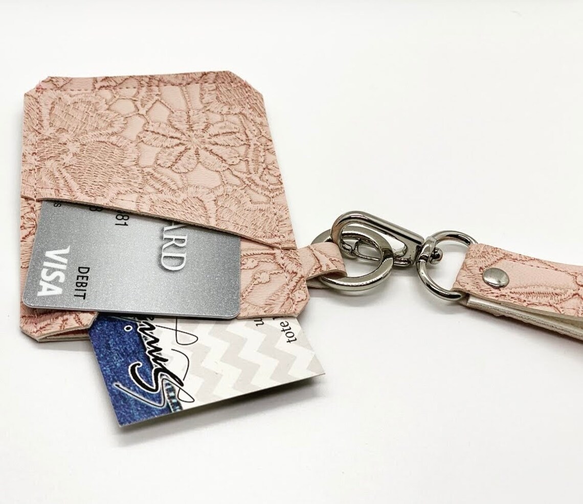 Credit card holder with keychain. two slots. card pouch. key Etsy